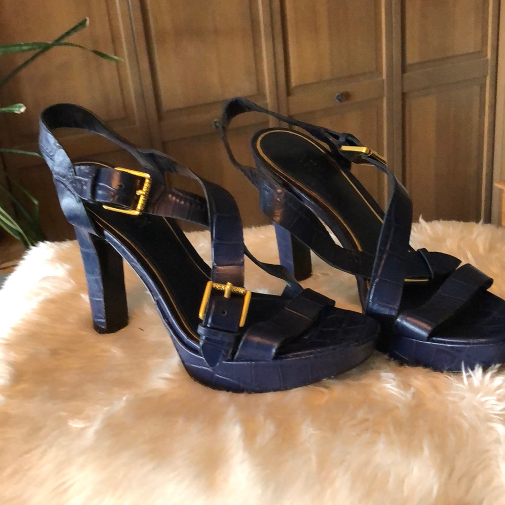 Navy blue heels with straps - 4 1/2 in heel
